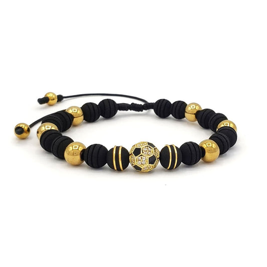 Soccer Ball Bracelet with Stainless Steel Beads – Football Fan Jewelry