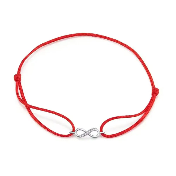Red String Bracelet with Sterling Silver Infinity Charm