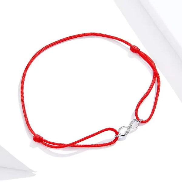 Red String Bracelet with Sterling Silver Infinity Charm
