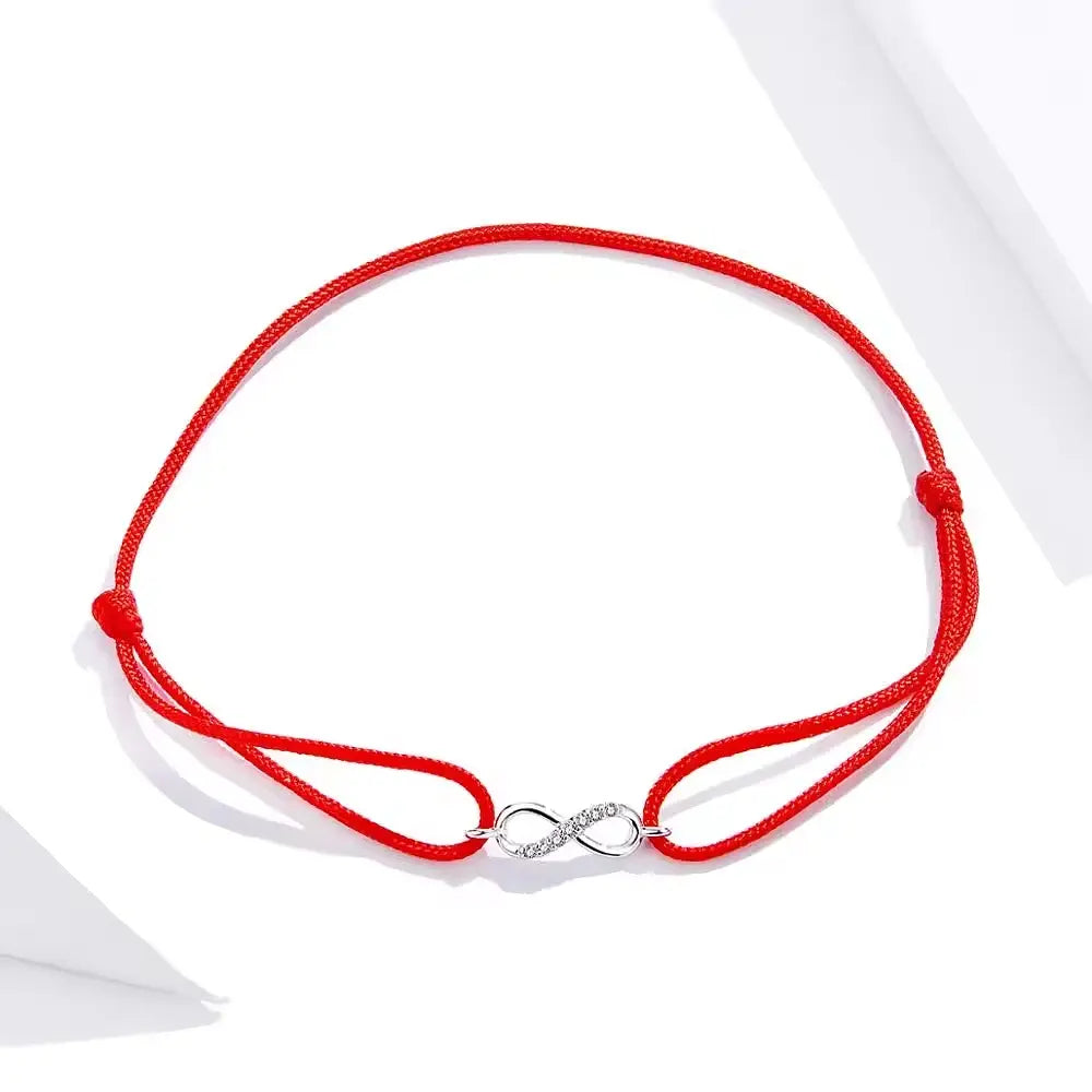 Red String Bracelet with Sterling Silver Infinity Charm