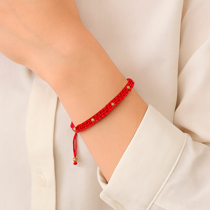 Gold Filled Woven Bracelet with 7 Beads
