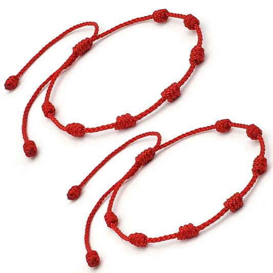 Matching 7 Knot Red String Couples Bracelets