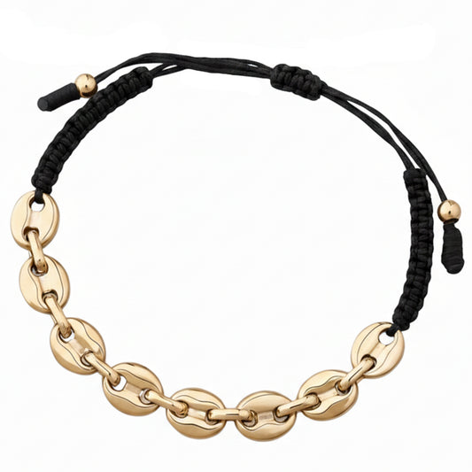 Intertwined Link Gold Filled Bracelet with Bean Beads